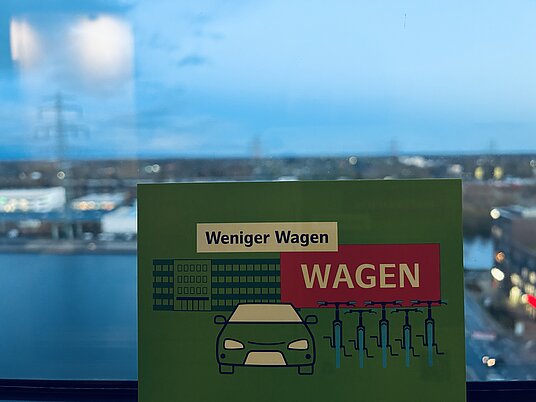 Postkarte Titel Weniger Wagen wagen